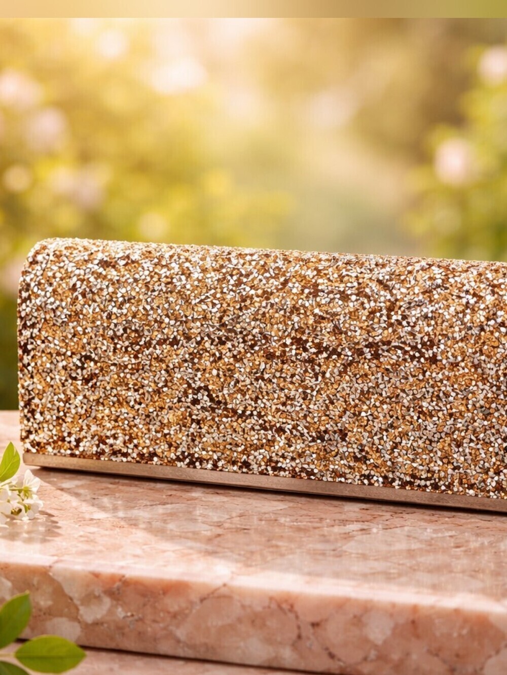 Le Chateau Rhinestone Evening Clutch Gold Champagne Crystal Formal Wedding Prom